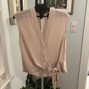 Trouvé Elegant Beige Faux Wrap Blouse size XS
